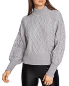 1.state Puff Sleeve Cable Knit Sweater