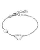 Majorica Simulated Pearl & Open Heart Bracelet In Sterling Silver
