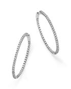 Diamond Inside Out Oval Hoop Earrings In 14k White Gold, 3.0 Ct. T.w.