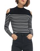 Whistles Cold-shoulder Striped Button-detail Sweater