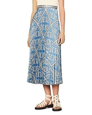 Sandro Leianne Pleated Printed Skirt