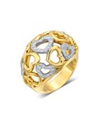 Gumuchian 18k Yellow Gold Tiny Hearts Diamond Dome Ring