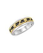 Bloomingdale's Men's Black Diamond Band In 14k Yellow & White Gold, 0.10 Ct. T.w. - 100% Exclusive