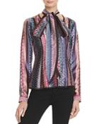 Cinq A Sept Embry Tie Neck Silk Blouse