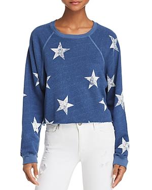 Monrow Star Print Cropped Sweatshirt