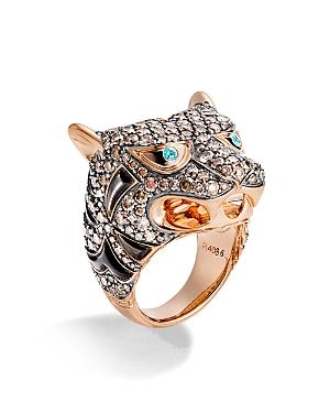 John Hardy 18k Rose Gold Cinta Collection One-of-a-kind Macan Black Mother-of-pearl Ring With Brown Diamonds & Paraiba Tourmaline - 100% Exclusive
