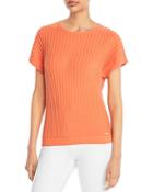 T Tahari Ribbed Short Sleeve Top