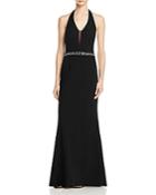 Js Collections Beaded Halter Gown