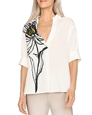 B New York Front Floral Print Short Sleeve Shirt