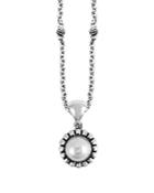 Lagos Luna Sterling Silver & Cultured Freshwater Pearl Fluted Pendant Necklace, 16