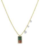 Meira T Diamond & Watermelon Tourmaline Pendant Necklace In 14k Yellow Gold, 0.25 Ct. T.w.