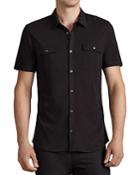 John Varvatos Silk-cotton Blend Short Sleeve Button Down Shirt