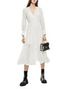 The Kooples V Neck Embroidered Midi Dress