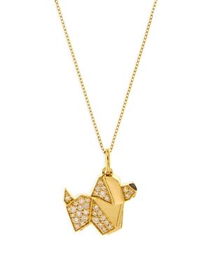 Bloomingdales's Diamond Dog Pendant Necklace In 14k Yellow Gold, 0.25 Ct. T.w. - 100% Exclusive