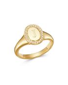 Zoe Lev 14k Yellow Gold Diamond Initial Signet Ring