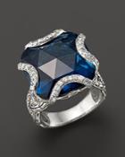 John Hardy Diamond & London Blue Topaz Large Batu Classic Chain Ring, .82 Ct. T.w.