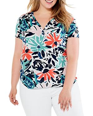 Nic+zoe Plus Tropical Patchwork Top