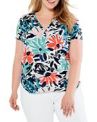 Nic+zoe Plus Tropical Patchwork Top