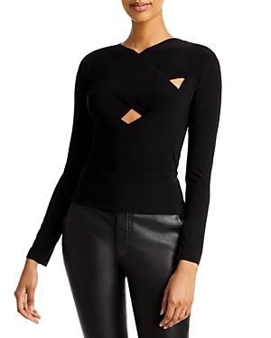 Norma Kamali Long Sleeve Crisscross Weave Top