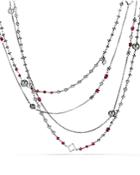 David Yurman Oceanica Two-row Chain Necklace With Gray Dyed Cultured Freshwater Pearls, Hematine And Rhodolite Garnet