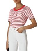 Whistles Rosa Striped Banded-neck Tee