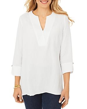 Foxcroft Vena Cotton Gauze Tunic Top