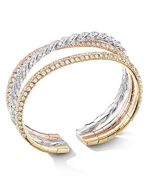 David Yurman Paveflex Three-row Bracelet In 18k Gold With Diamonds