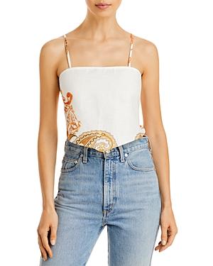 Bardot Scarf Print Crop Top