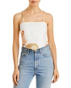 Bardot Scarf Print Crop Top