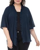 B Collection By Bobeau Curvy Marianne Ruffled Open-front Cardigan