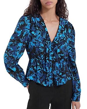 The Kooples Firework Silk Pleated Top