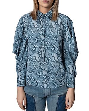 Zadig & Voltaire Tolmea Snake Print Silk Blouse
