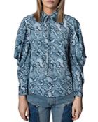 Zadig & Voltaire Tolmea Snake Print Silk Blouse