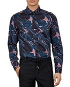 Ted Baker Marbell Marble-print Slim Fit Button-down Shirt