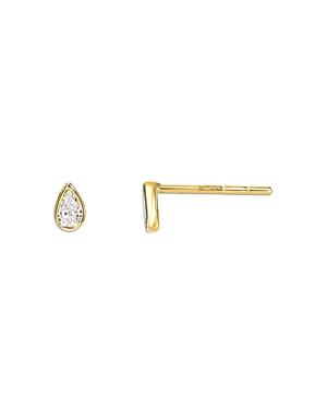 Zoe Lev 14k Yellow Gold Diamond Pear Shape Bezel Stud Earrings