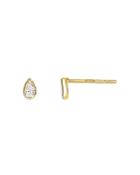 Zoe Lev 14k Yellow Gold Diamond Pear Shape Bezel Stud Earrings