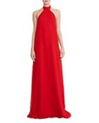 Halston Lizza Chiffon Halter Gown