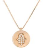 Bloomingdale's Diamond Hamsa Hand Medallion Pendant Necklace In 14k Rose Gold, 0.12 Ct. T.w. - 100% Exclusive