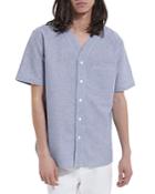 The Kooples Captain Harajuka Short Sleeve Button Front Shirt