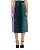 Kate Spade New York Pop Dots Pleated Mixed-print Midi Skirt