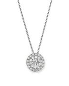 Diamond Halo Pendant Necklace In 14k White Gold, 0.75 Ct. T.w.