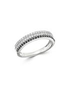 Bloomingdale's Black & White Diamond Triple-row Band In 14k White Gold - 100% Exclusive