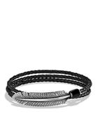 David Yurman Frontier Feather Triple-wrap Bracelet In Black With Black Onyx