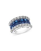 Bloomingdale's Sapphire & Diamond Anniversary Band In 14k White Gold - 100% Exclusive
