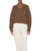 Anine Bing Marlowe V Neck Drop Shoulder Sweater