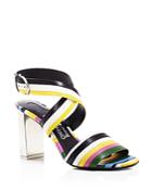 Salvatore Ferragamo Gilli Rainbow Stripe Block Heel Sandals