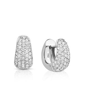 Roberto Coin 18k White Gold Diamond Pave Hoop Earrings