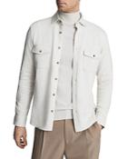 Reiss Zilla Melange Jersey Regular Fit Button Down Shirt Jacket