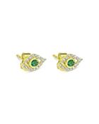 Meira T 14k Yellow Gold Emerald & Diamond Evil Eye Stud Earrings