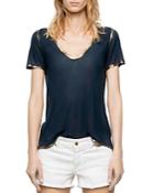 Zadig & Voltaire Tino Gold Foil-trimmed Tee